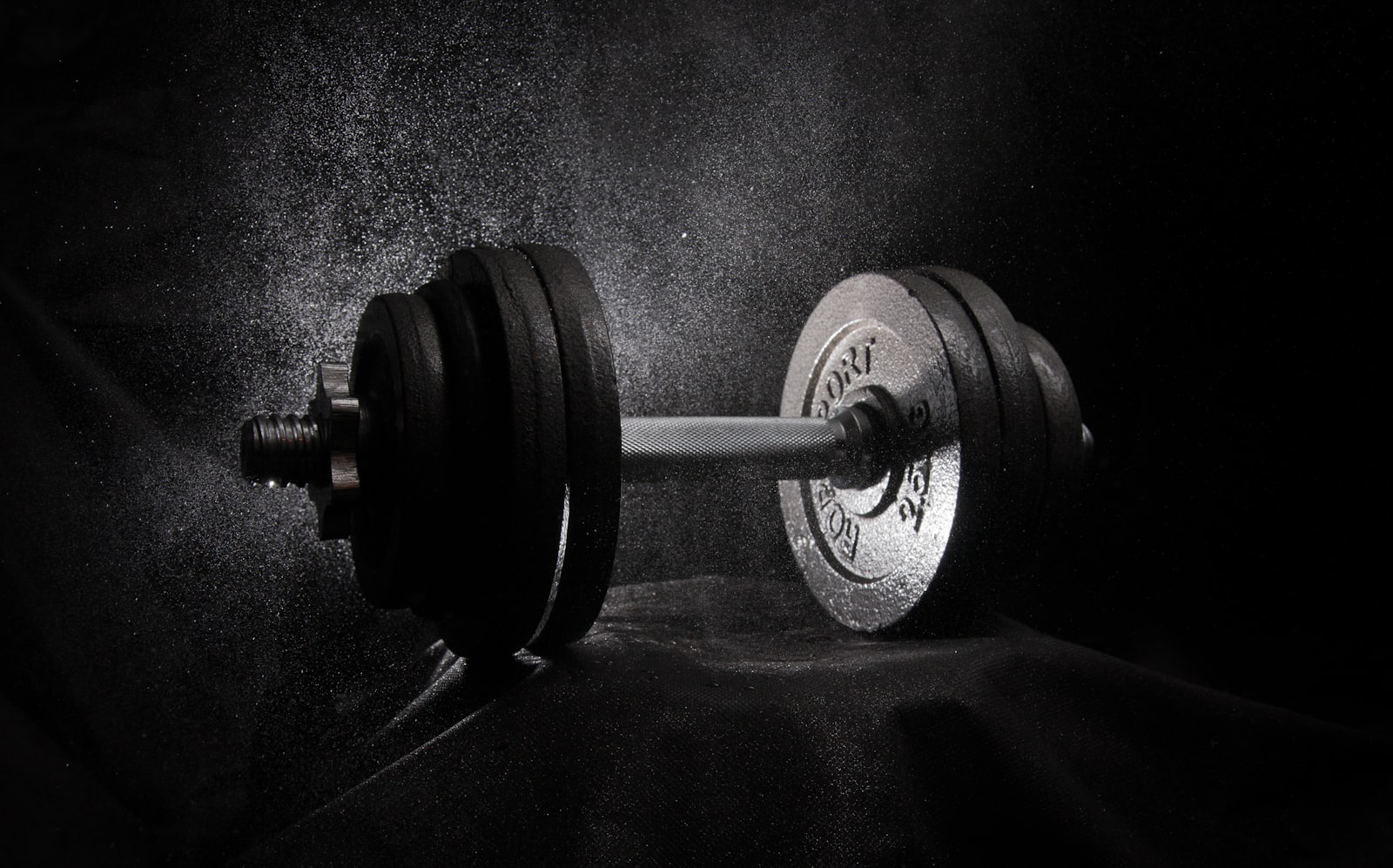 A rack of dumbbells in a gym